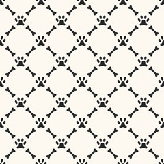 Seamless animal pattern of paw footprint and bone