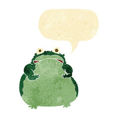 cartoon fat frog with speech bubble