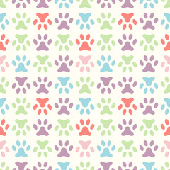 Animal seamless  pattern of paw footprint. Endless texture