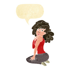 cartoon woman posing with speech bubble