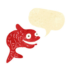 cartoon happy fish with speech bubble