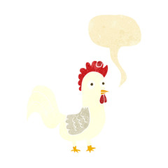 cartoon rooster with speech bubble
