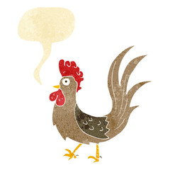 cartoon cockerel with speech bubble