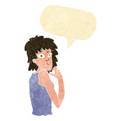 cartoon surprised woman with speech bubble