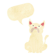 cartoon grumpy little dog with speech bubble