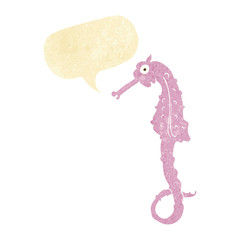 cartoon sea horse with speech bubble