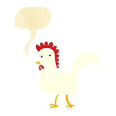 cartoon chicken with speech bubble