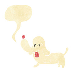 cartoon happy dog with speech bubble