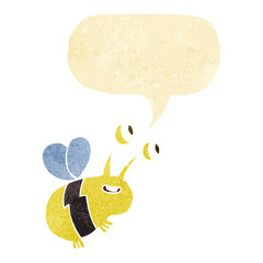 cartoon happy bee with speech bubble