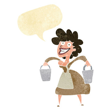 recommend clip art: cartoon milkmaid carrying buckets with speech bubble