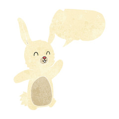 cartoon happy rabbit with speech bubble