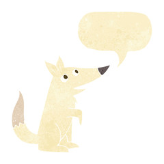 cartoon wolf cub with speech bubble