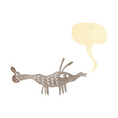 cartoon shrimp with speech bubble