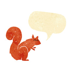 cartoon red squirrel with speech bubble