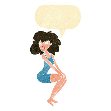 recommend clip art: cartoon sitting woman in dress with speech bubble