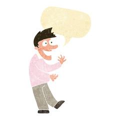 cartoon excited man with speech bubble