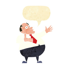 cartoon exasperated middle aged man with speech bubble