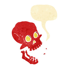 cartoon laughing skull with speech bubble