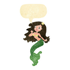 cartoon pretty mermaid with speech bubble