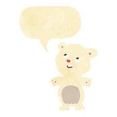 cartoon happy little polar bear with speech bubble