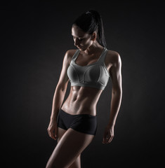 attractive fitness woman, trained female body, lifestyle portrai