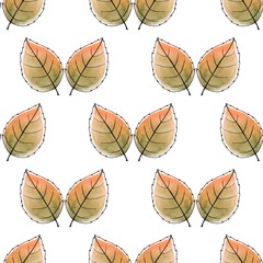 Just leaves. Seamless pattern. Watercolor background 4
