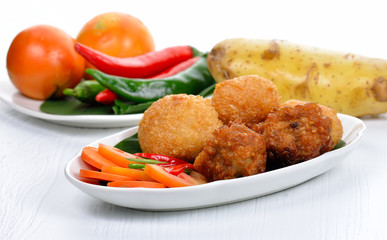 Sticky rice and fried chicken, a Vietnamese typical cuisine