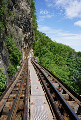 Fototapeta premium famous railway track in Kranchanaburi, Thailand