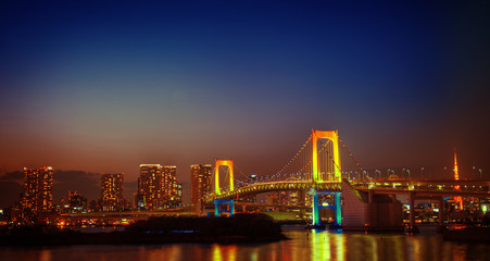 Panaroma of illuminated Tokyo Night lights Concept