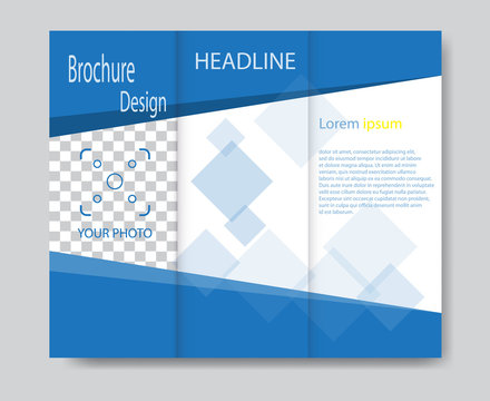 Vector brochure template design with blue elements. EPS 10