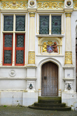 Fototapeta na wymiar Exterior of old civil registry building at city hall square, Bruges, Belgium