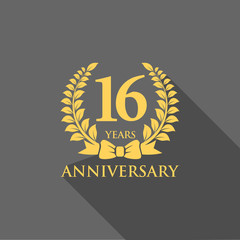 anniversary logo ribbon wreath flat 16