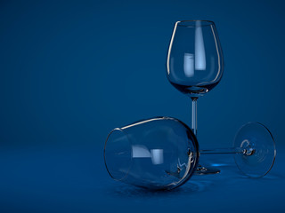 Two empty wine glass