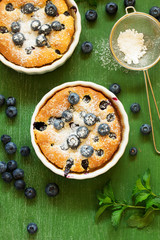 Summer Clafoutis pie with blueberries.