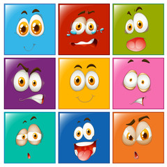 Facial expression on square buttons