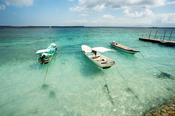 Small boats on nusa penida beach, Bali Indonesia