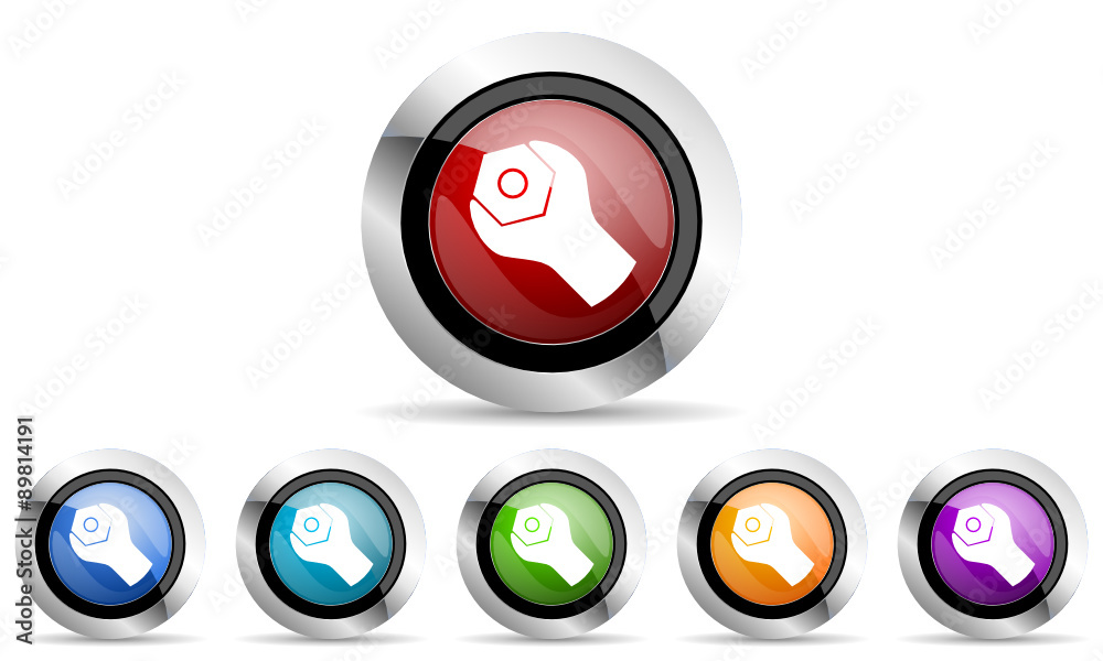 Leinwandbilder tools colorful vector icons set on white background with shadow