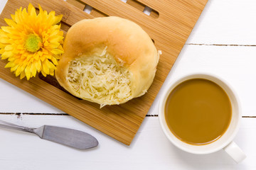 Snack with Coffee Background / Snack with Coffee / Snack with Coffee on Wooden Background