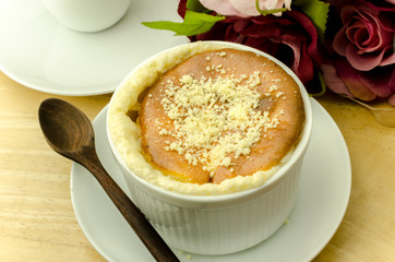 Cheese souffle on table