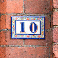 House number 10 in tiles