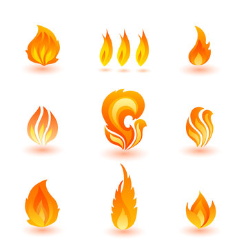 set of vector flame icons