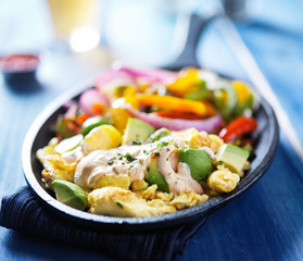 mexican breakfast scrambled eggs fajita skillet
