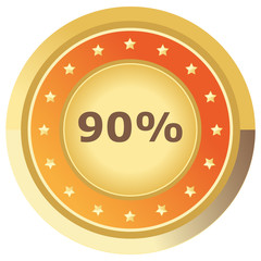 Prozent Button orange auf weißem Hintergrund