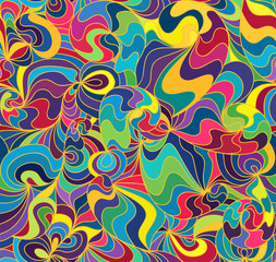 Vector floral seamless background of drawn lines