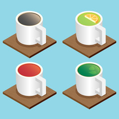 Set of the isometric mugs