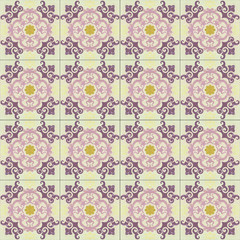 Old ceramic tiles patterns background in the park public