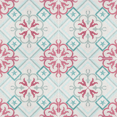 Old ceramic tiles patterns in the park public