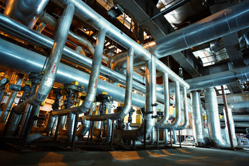 Industrial zone, Steel pipelines, valves and pumps