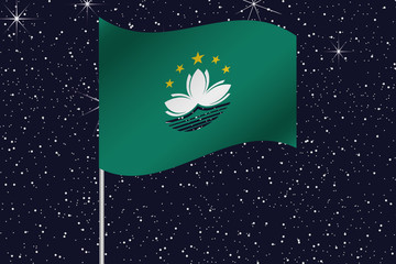 3D Flag Illustration waving in the night sky of the country of