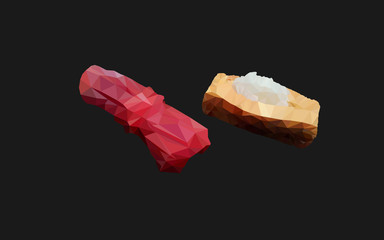 akami sushi and tamago sushi in geometric vector style